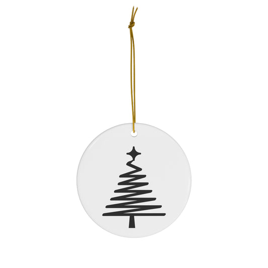 Minimalist Christmas Tree Ceramic Ornament Black