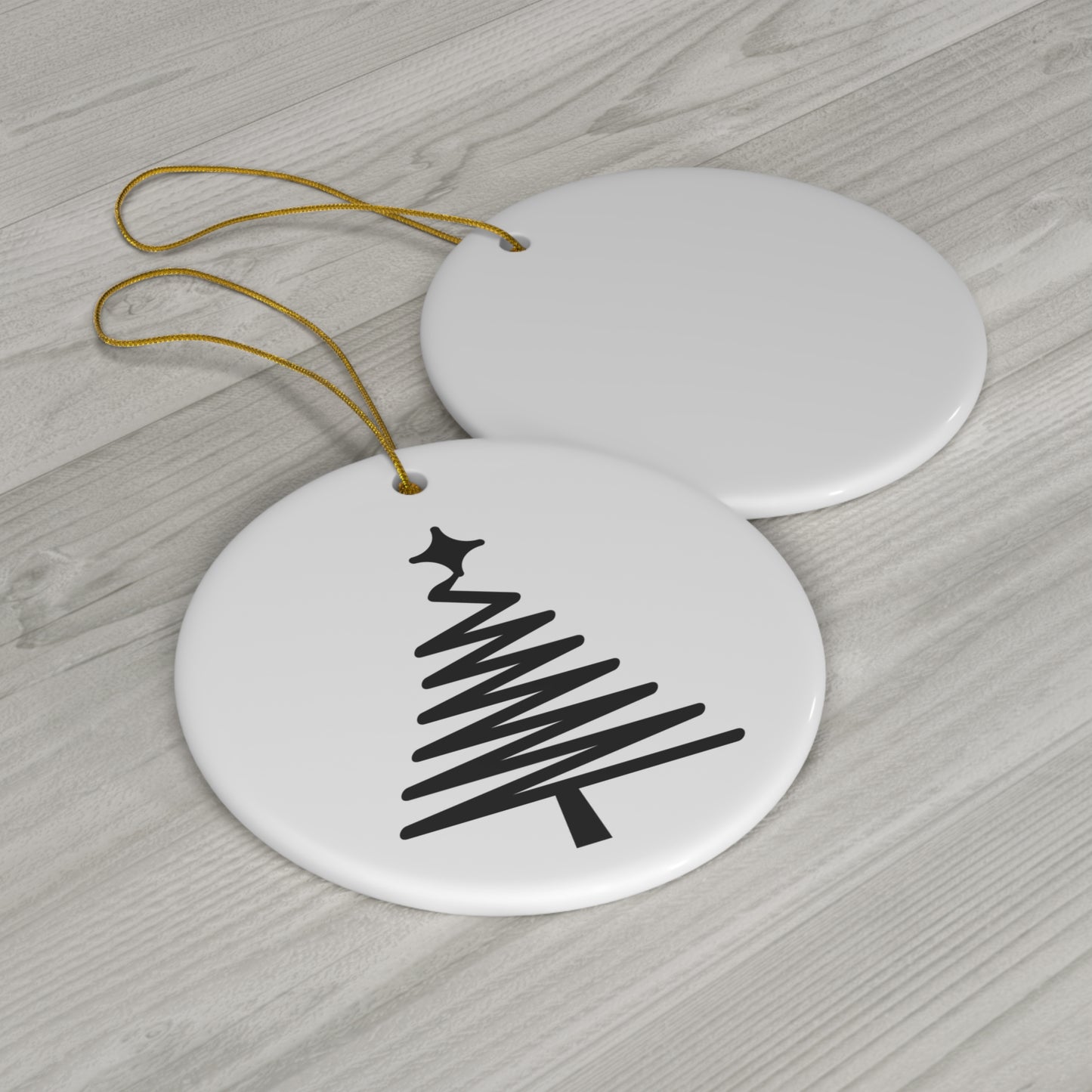 Minimalist Christmas Tree Ceramic Ornament Black